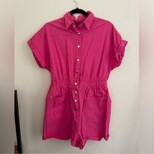 Pink short sleeve romper / jumpsuit